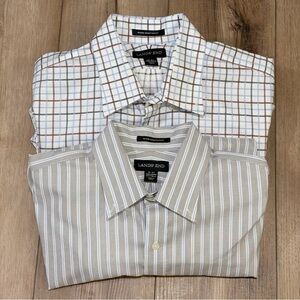 Lands’ End Supima No Iron Dress Shirts 16-37 Tall Tailored Fit Lot of 2 EUC